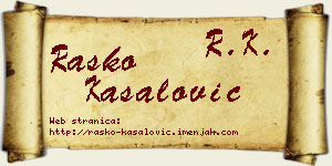 Raško Kasalović vizit kartica